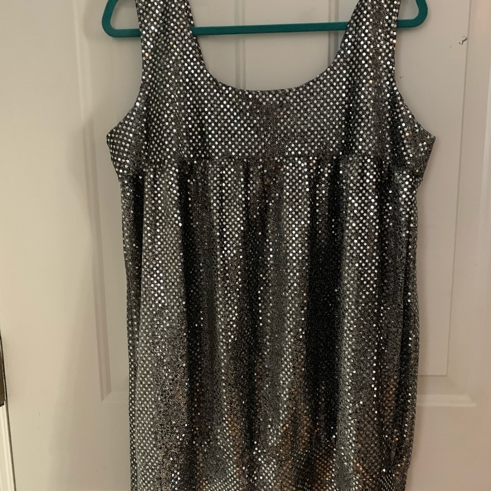 Sparkly silver Top . plus size